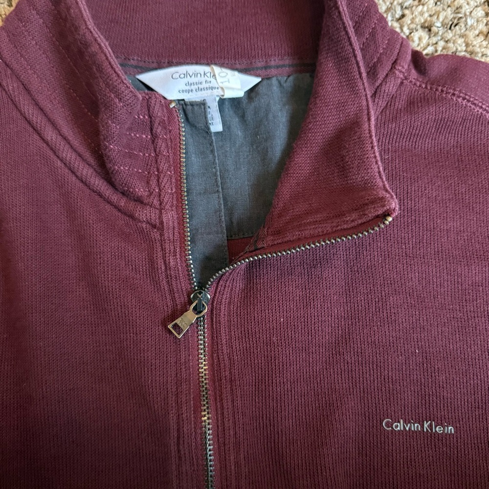 Calvin Klein Burgundy 1/4 Zip Pullover Sweater - Picture 2 of 3